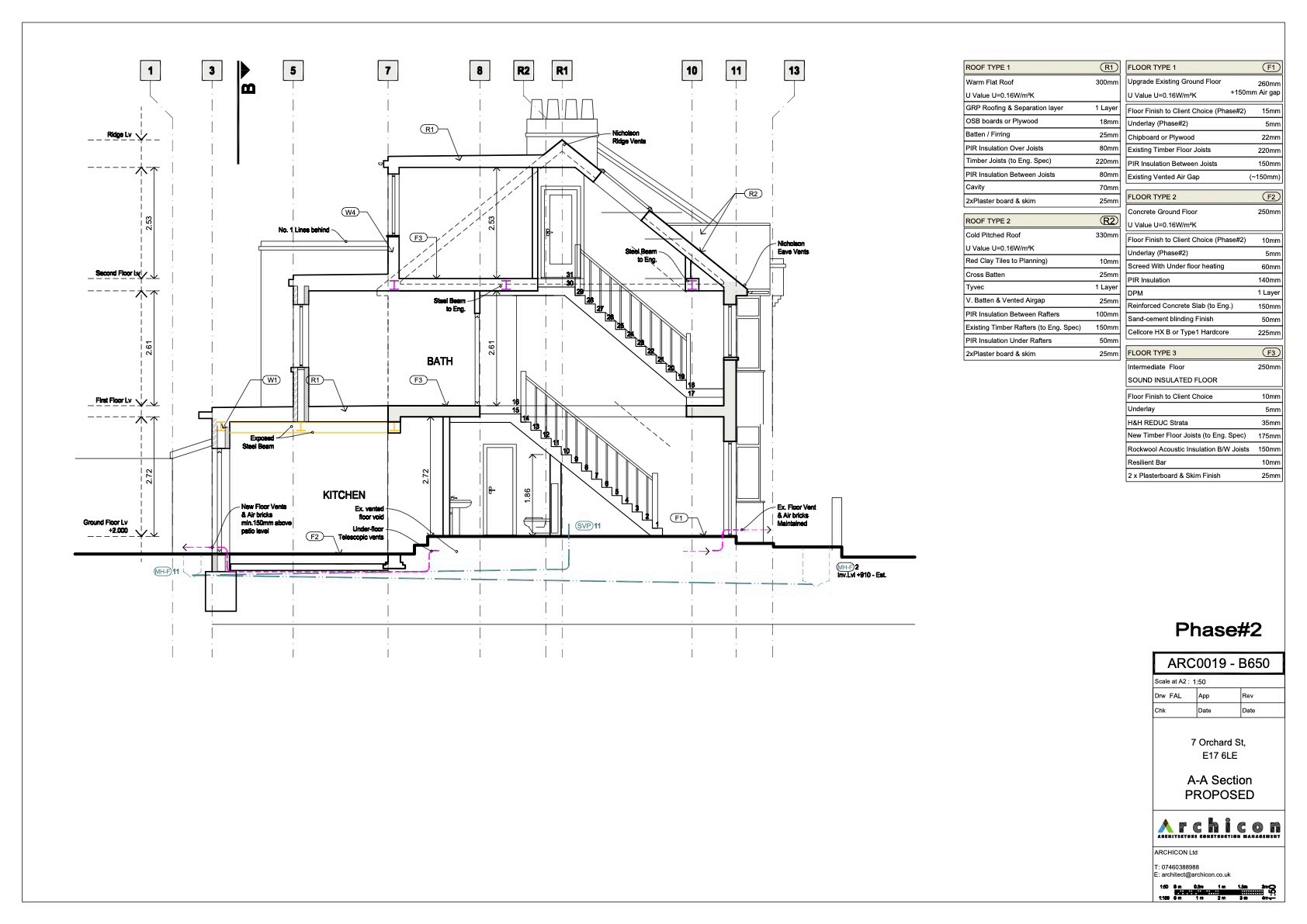 Architectural drawing and section details