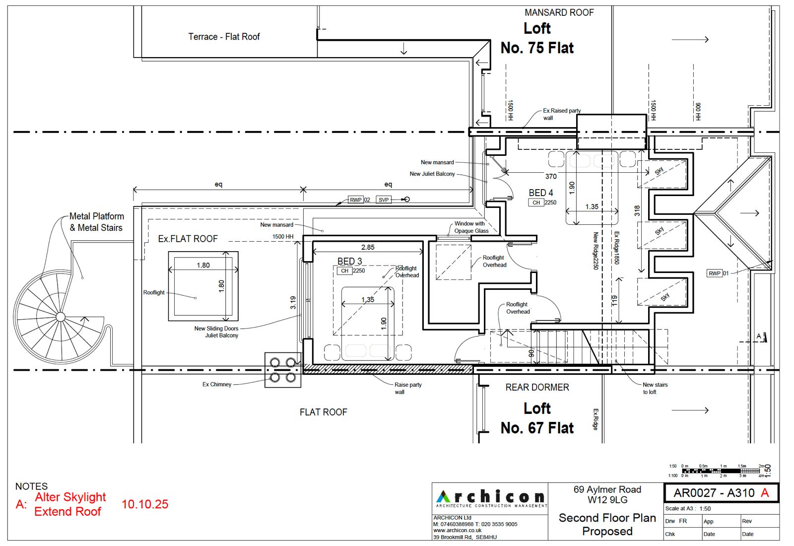 Architectural floor plan for first-floor extension